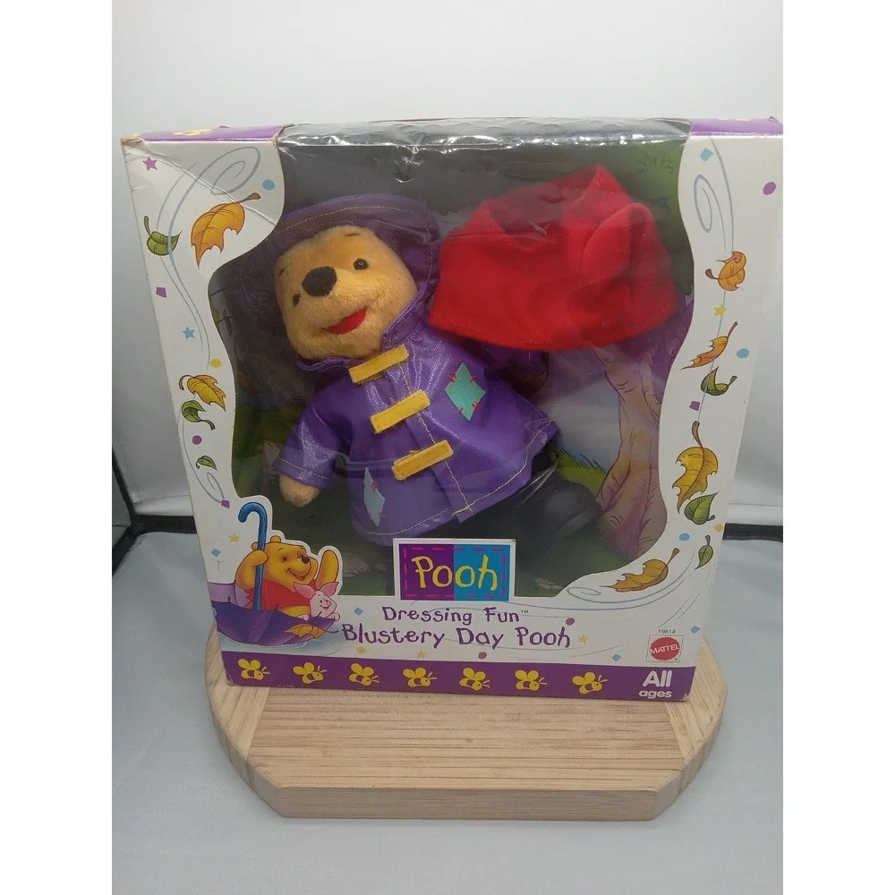 Vintage Mattel 1998 Disney Winnie The Pooh Purple Rain‎ Coat Stuffed Animal 7